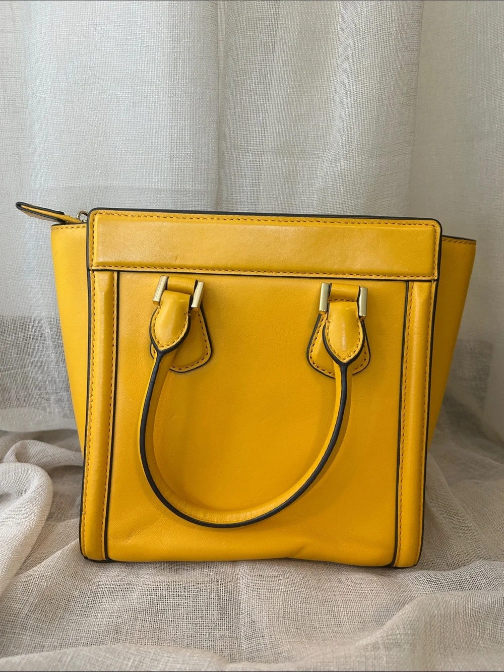 Michael Kors Yellow Leather Satchel with Gold Hardware